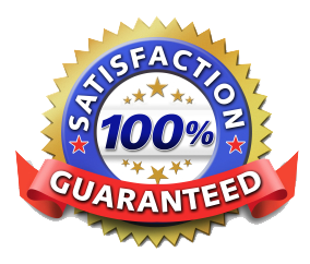 100% satisfaction guaranteed seal for Wiz Team Inc, emphasizing commitment to quality indoor air care and cleaning services.