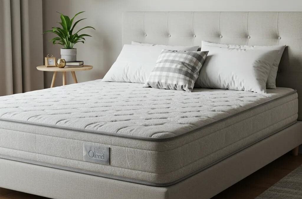 Modern mattress on a bed with decorative pillows and a plant, highlighting the importance of deep mattress cleaning for a healthier sleep environment.