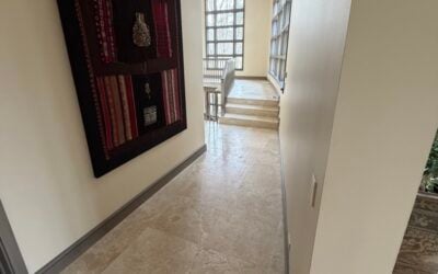 Travertine Stone Floor Rejuvenation in a Lake Forest, Illinois Luxury Home