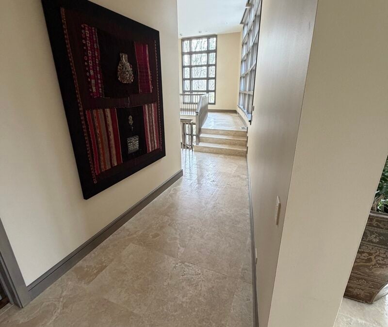 Travertine Stone Floor Rejuvenation in a Lake Forest, Illinois Luxury Home