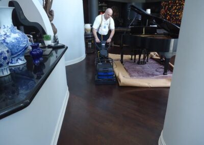Professional hardwood floor cleaning by Wiz Team, Inc., showcasing eco-friendly techniques in Lake Forest, IL.